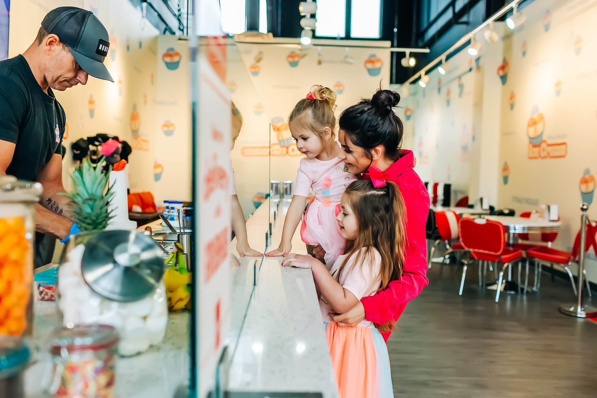 Ice Cream Cart serving a happy family, providing intimate service for smaller gatherings