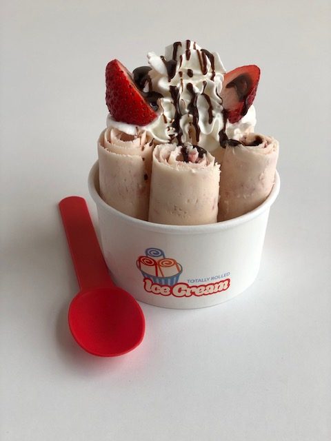 Fresh strawberry ice cream made with real strawberries and cream